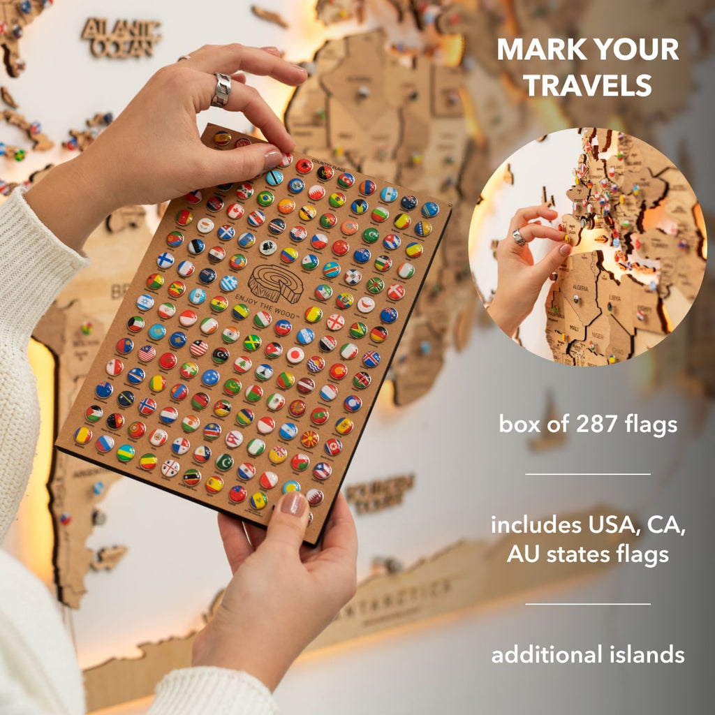 Wooden 3D LED World Map — Glow Light Wall Art