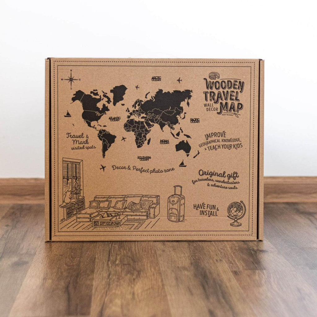 Wooden 3D LED World Map — Glow Light Wall Art