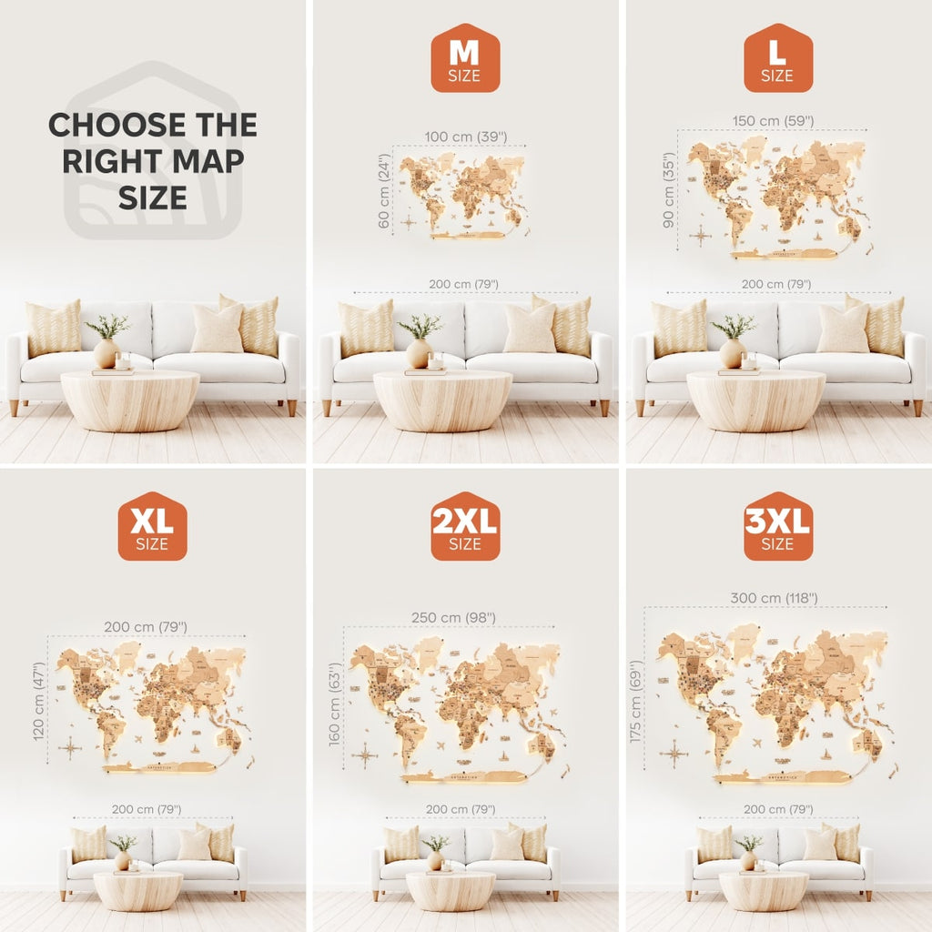 Wooden 3D LED World Map — Glow Light Wall Art